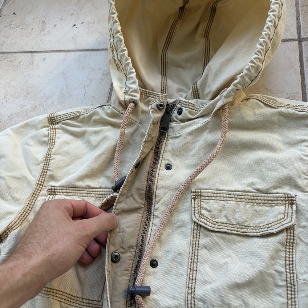 Carhartt Jacket Womens Medium Khaki Fargo Canvas Quilt Lined Work Coat Faded - Picture 5 of 15